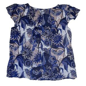 Philosophy Women's Blouse Medium Boho‎ Hippie Floral Dollette Flounce Preppy